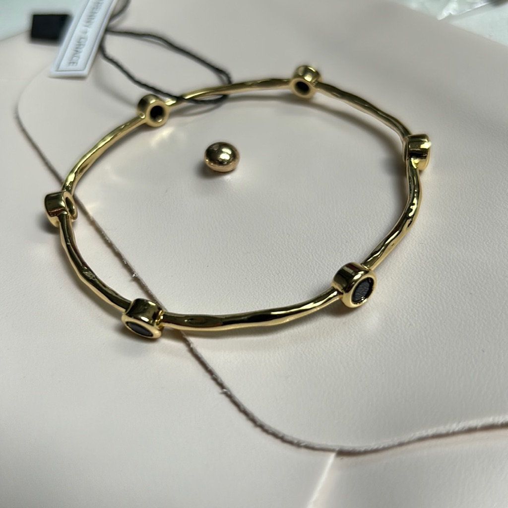Gold Bangle With Black Gems
